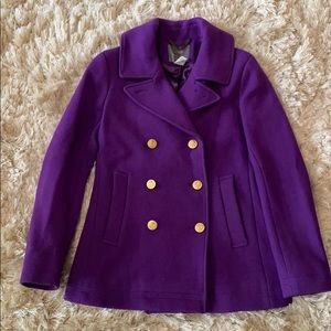 Vibrant Purple J Crew Pea Coat